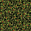 Ткань хлопок пэчворк черный зеленый красный, цветы новый год флора, Benartex (арт. 9664M-12)