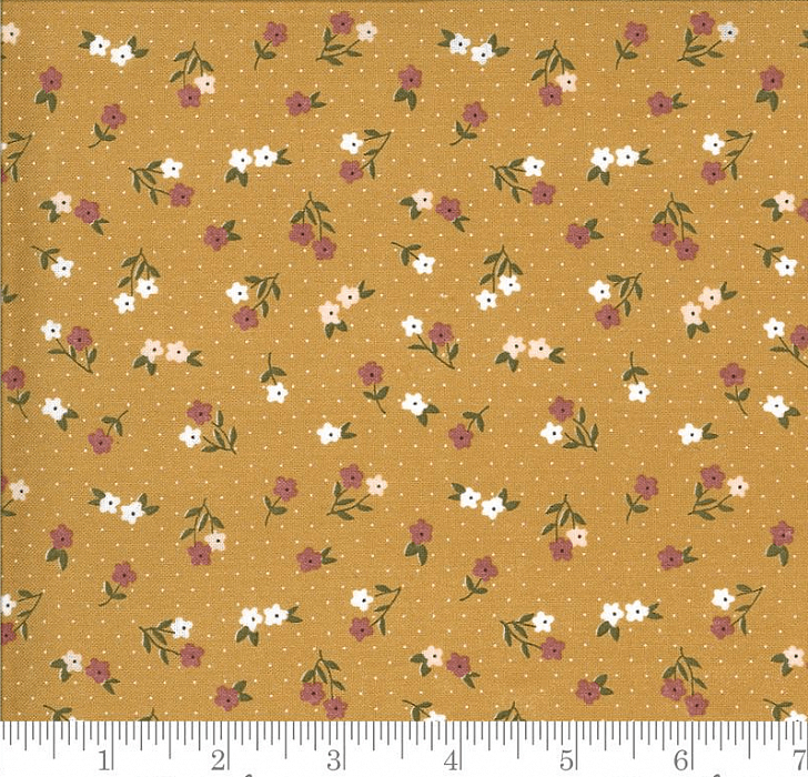 Ткань хлопок пэчворк коричневый, мелкий цветочек цветы, Moda (арт. 5123-16)