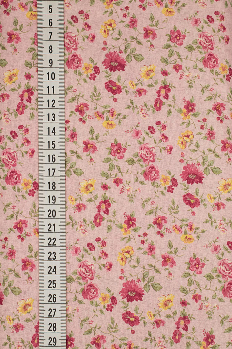 Ткань хлопок пэчворк красный розовый, мелкий цветочек, ALFA Z DIGITAL (арт. 224249)