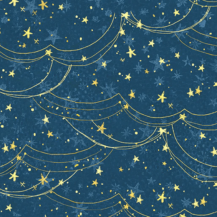 Ткань хлопок пэчворк синий, звезды новый год, Benartex (арт. 13120-55)