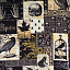 Ткань хлопок пэчворк черный бежевый, птицы и бабочки необычные хеллоуин, ALFA (арт. 234800)