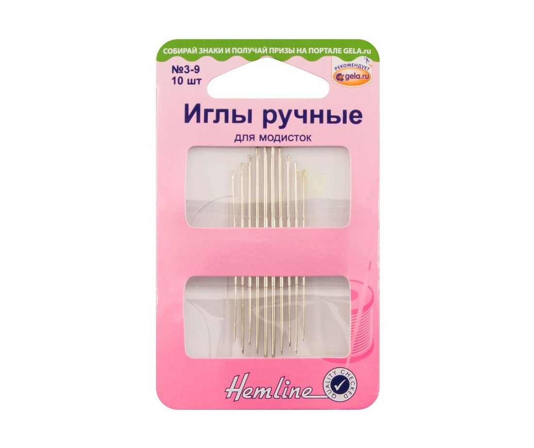 Ручные иглы для модисток Hemline арт. 207.39 № 3-9, 16 шт.