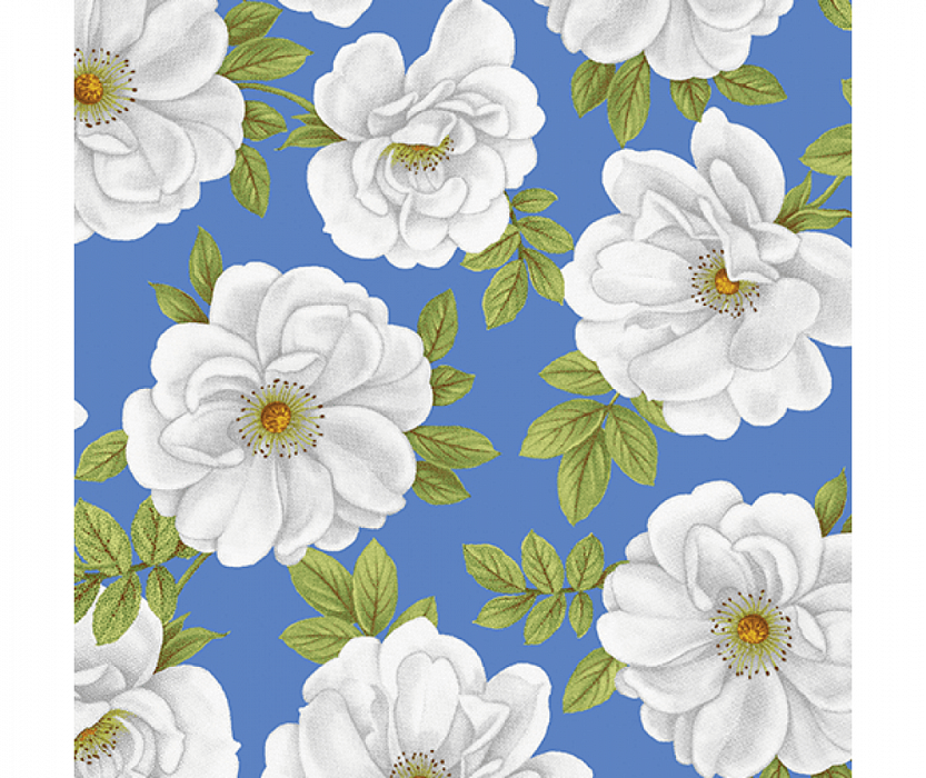 Ткань хлопок пэчворк голубой, цветы, Benartex (арт. 9490-54)
