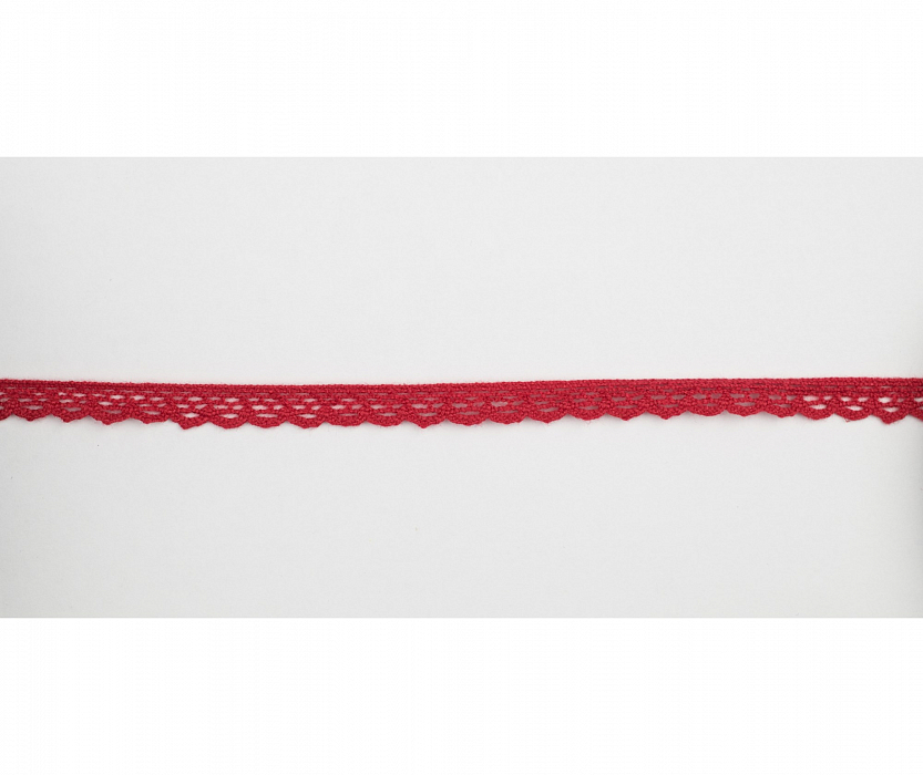 Кружево вязаное хлопковое Alfa AF-024-036 8 мм красный