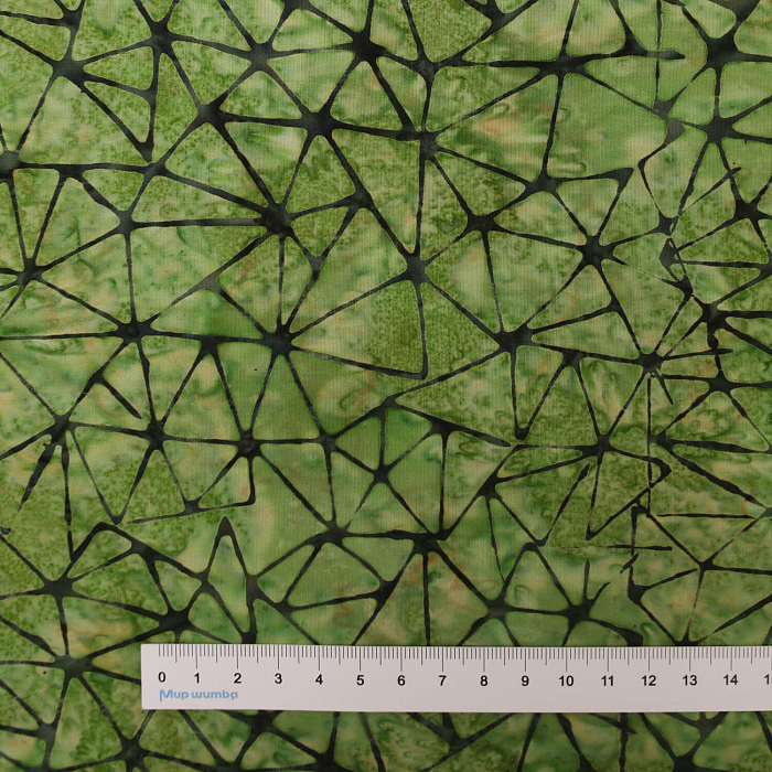 Ткань хлопок пэчворк зеленый, необычные геометрия батик, Moda (арт. 4357 36)