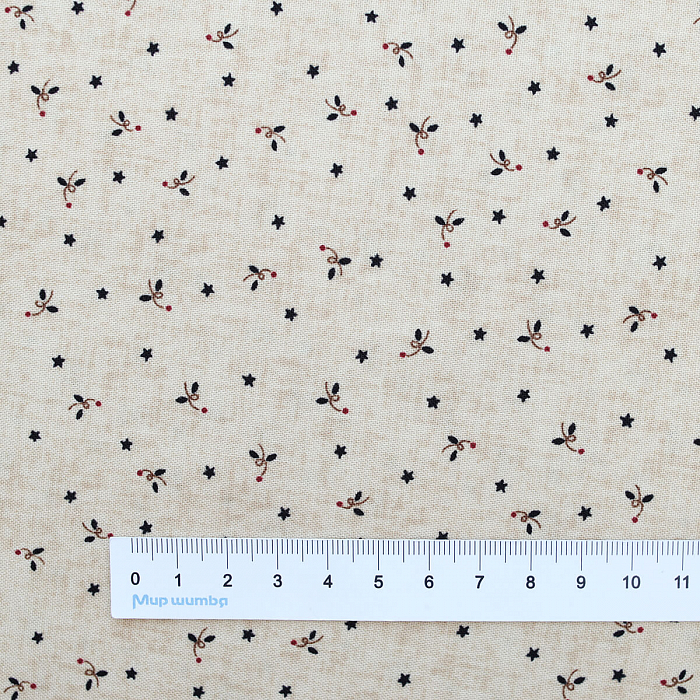 Ткань хлопок пэчворк бежевый, цветы звезды, Henry Glass (арт. 6286-33)