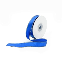 Лента атласная односторонняя с золотой нитью 15 мм