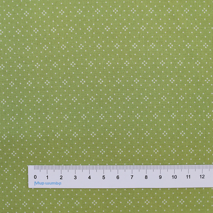 Ткань хлопок пэчворк зеленый, горох и точки, Moda (арт. 20457 26)