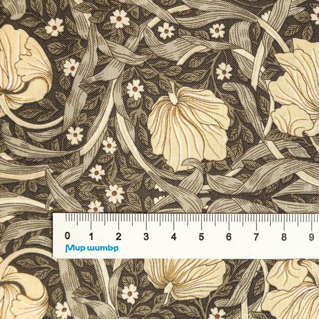 Ткань хлопок для пэчворка для одежды коричневый, цветы, Moda (арт. 5416-11)