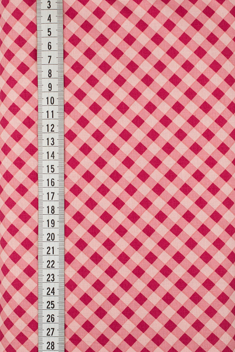 Ткань хлопок пэчворк розовый малиновый, клетка, ALFA (арт. 242058)