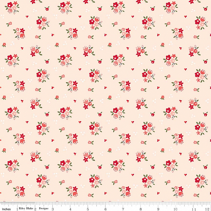Ткань хлопок пэчворк розовый, цветы, Riley Blake (арт. C7443-APRICOT)