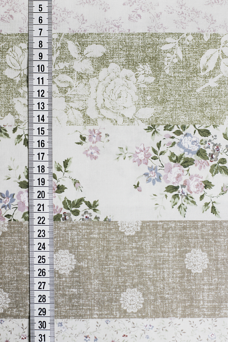 Ткань хлопок сумочные разноцветные, полоски цветы бордюры розы, Daiwabo (арт. 243949)