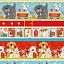 Ткань хлопок пэчворк разноцветные, полоски бордюры детская тематика собаки, Henry Glass (арт. 6964-81)
