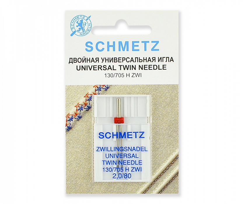 Иглы стандартные Schmetz двойные № 80/2.0 1 шт.