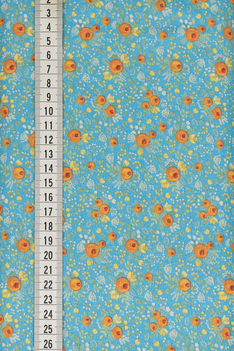 Ткань хлопок пэчворк голубой, мелкий цветочек, ALFA Z DIGITAL (арт. AL-Z1183 blue)