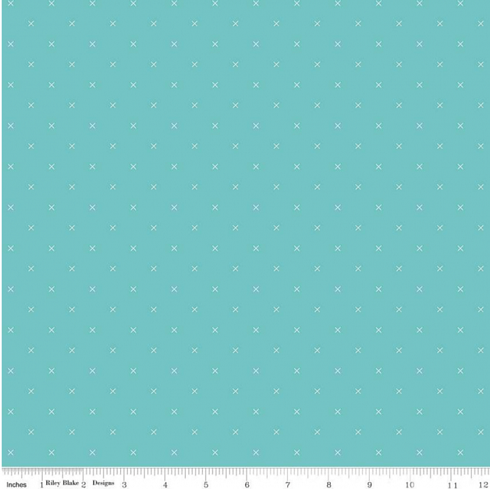 Ткань хлопок пэчворк голубой, фактура геометрия, Riley Blake (арт. C745-COTTAGE)