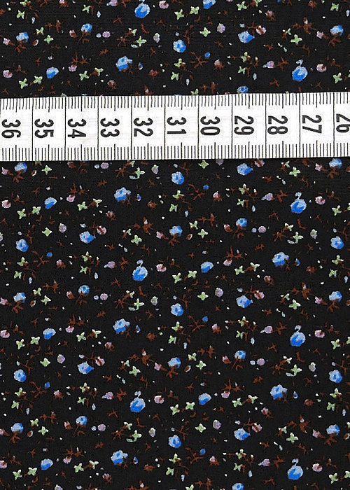 Ткань хлопок плательные ткани синий черный, мелкий цветочек, ALFA C (арт. 128494)