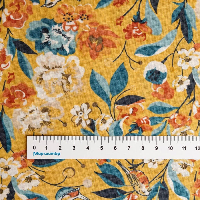 Ткань хлопок пэчворк желтый, цветы, Moda (арт. 30700 15)