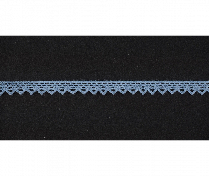 Кружево вязаное хлопковое Alfa AF-011-040 6 мм голубой