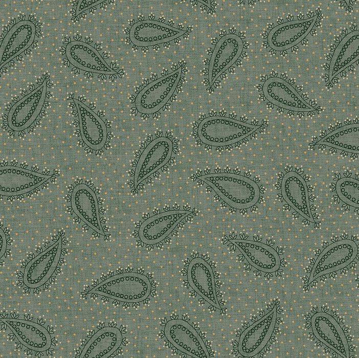 Ткань хлопок пэчворк болотный, горох и точки пейсли, Henry Glass (арт. 240479)