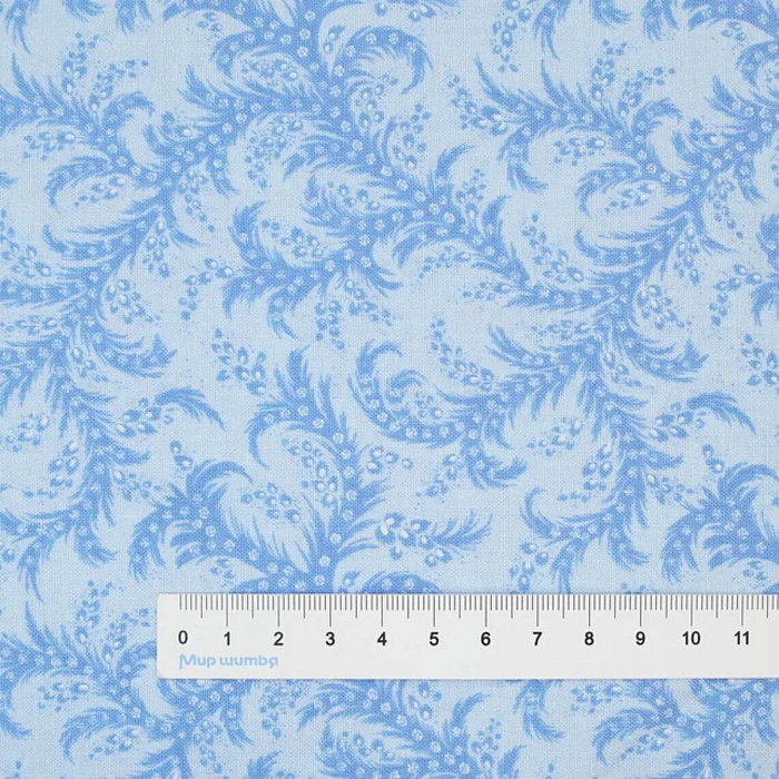 Ткань хлопок пэчворк голубой, флора, Benartex (арт. 1345205B)