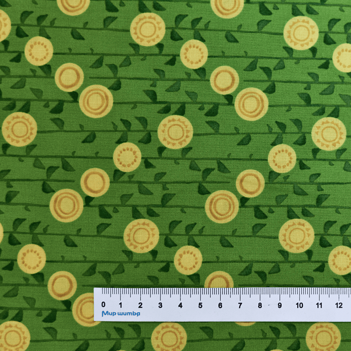 Ткань хлопок пэчворк зеленый, цветы, Moda (арт. 48683-15)