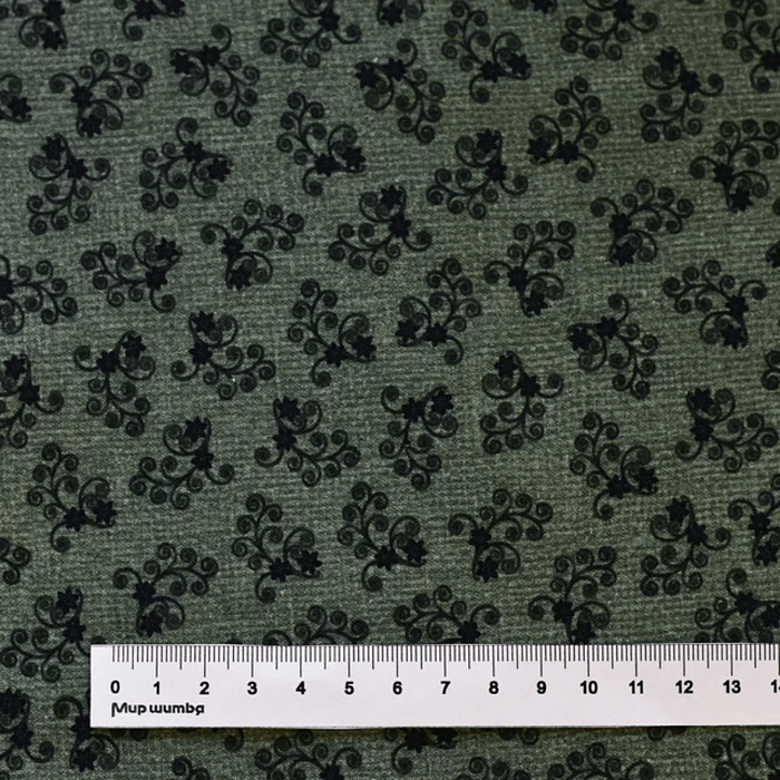 Ткань хлопок пэчворк зеленый, завитки флора, Benartex (арт. 10197-05)