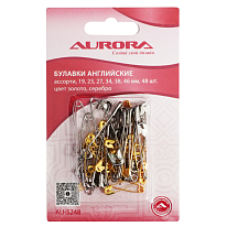 Булавки английские Aurora  AU-5248 ассорти 48 шт. золото, серебро