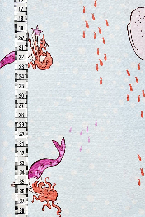 Ткань хлопок пэчворк голубой, детская тематика морская тематика, ALFA (арт. AL-10595)