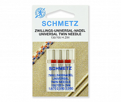 Иглы стандартные Schmetz двойные № 70/1.6, 80/2, 90/3 3 шт.