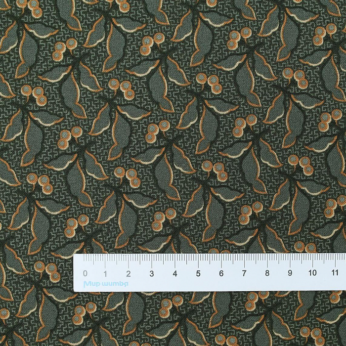 Ткань хлопок пэчворк коричневый, цветы, Henry Glass (арт. AL-12336)