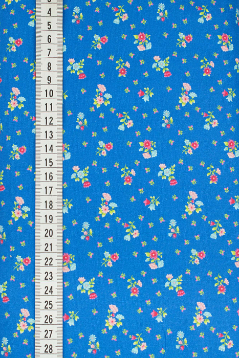 Ткань хлопок пэчворк красный синий голубой, мелкий цветочек, ALFA Z DIGITAL (арт. 224215)