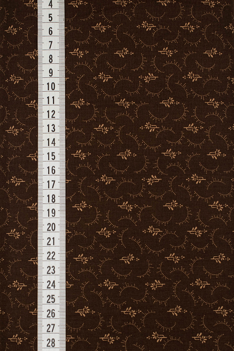 Ткань хлопок пэчворк коричневый, фактура завитки, ALFA (арт. 232400)