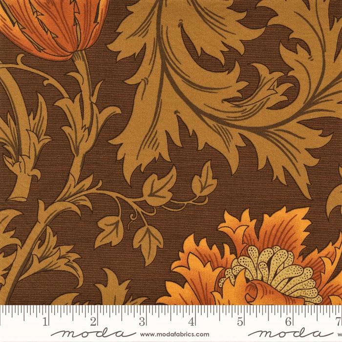 Ткань хлопок пэчворк коричневый, цветы флора, Moda (арт. 8366 17)