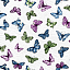 Ткань хлопок пэчворк белый разноцветные, птицы и бабочки, Benartex (арт. 133414)