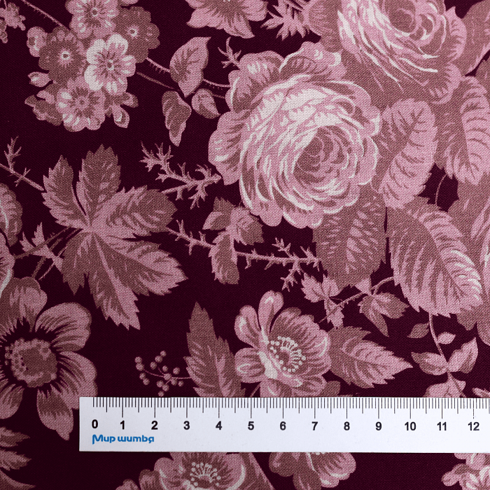 Ткань хлопок ткани на изнанку бордовый, цветы, Riley Blake (арт. WB10709-BURGUNDY)