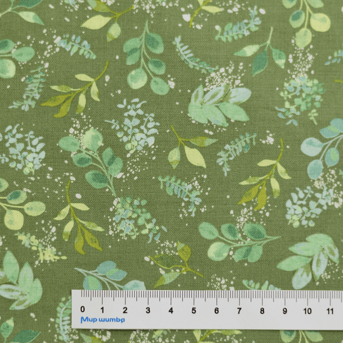 Ткань хлопок пэчворк зеленый, флора, Windham Fabrics (арт. 52594-7)