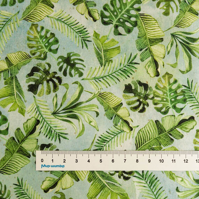 Ткань хлопок пэчворк зеленый, флора, P&B (арт. AL-12336)