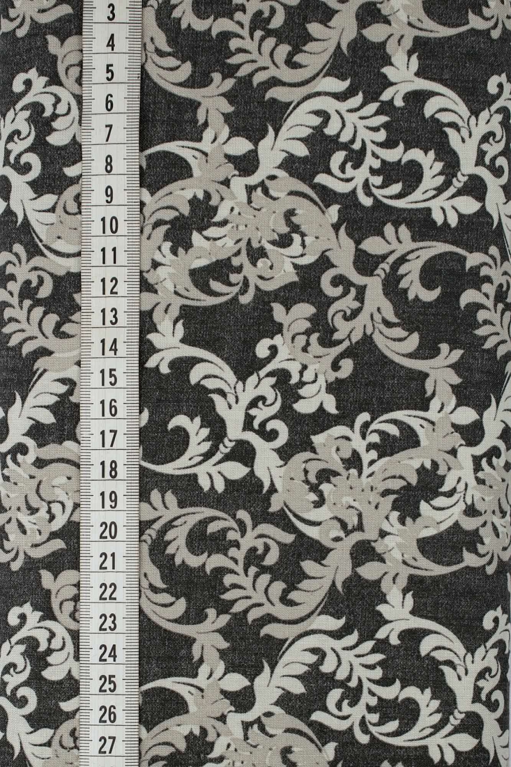 Ткань хлопок для пэчворка черный серый, завитки батик, ALFA (арт. 229645)