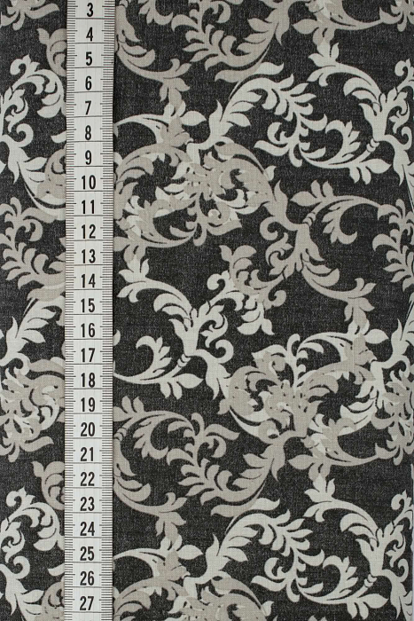Ткань хлопок пэчворк черный серый, завитки батик, ALFA (арт. 229645)