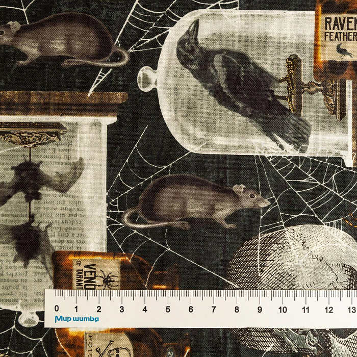 Ткань хлопок пэчворк черный, животные хеллоуин, Blank Quilting (арт. AL-12336)