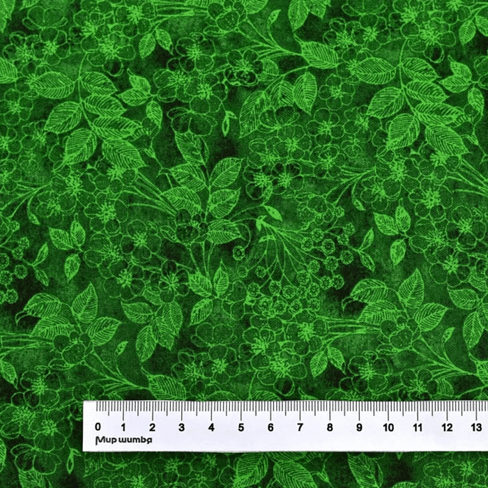 Ткань хлопок пэчворк зеленый, флора, Blank Quilting (арт. 1425-66)
