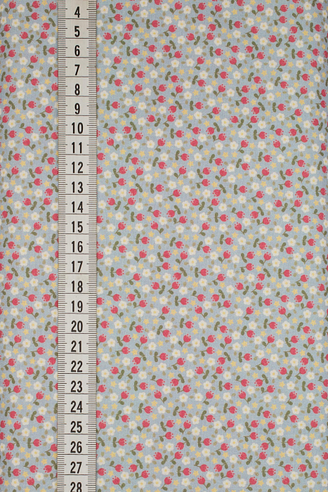 Ткань хлопок пэчворк красный голубой, мелкий цветочек, ALFA Z DIGITAL (арт. 224237)