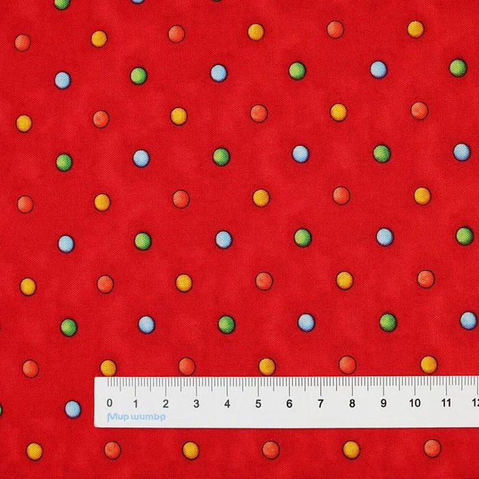 Ткань хлопок пэчворк красный, горох и точки, Henry Glass (арт. 618-88)
