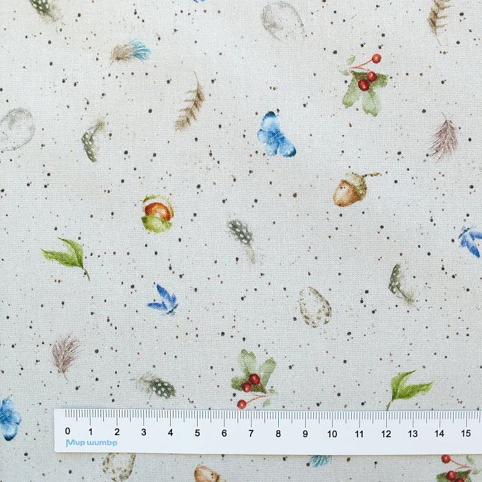 Ткань хлопок пэчворк бежевый серый голубой, флора, Maywood Studio (арт. )