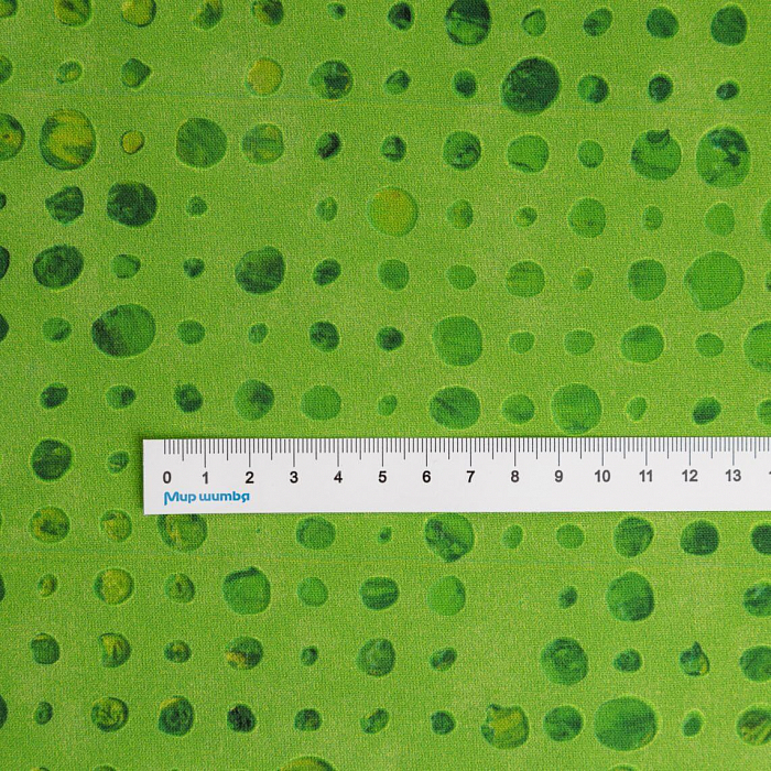 Ткань хлопок пэчворк зеленый, геометрия горох и точки, FreeSpirit (арт. PWSP011.LIME)
