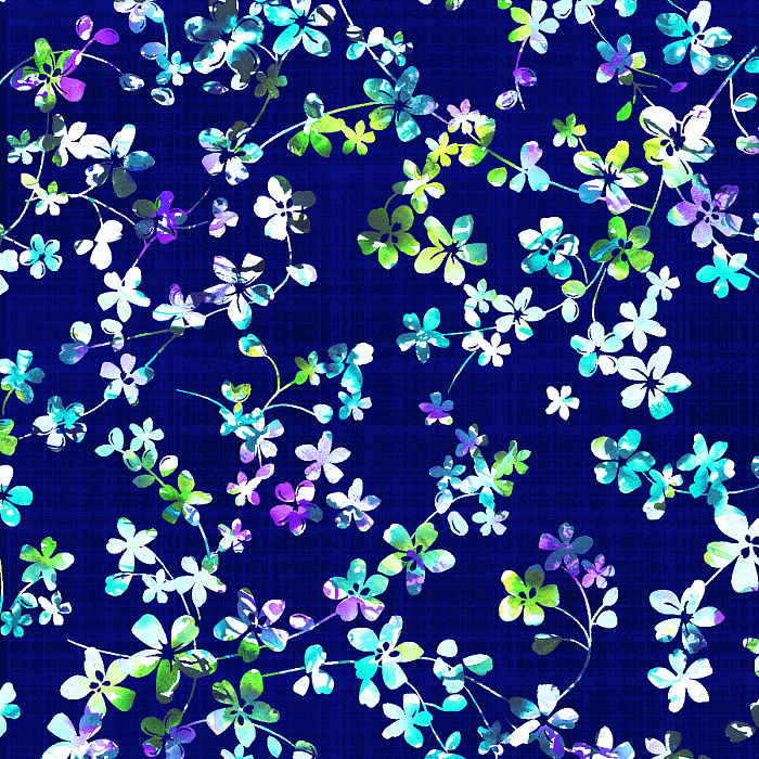 Ткань хлопок пэчворк синий, цветы, Studio E (арт. 4280-75)
