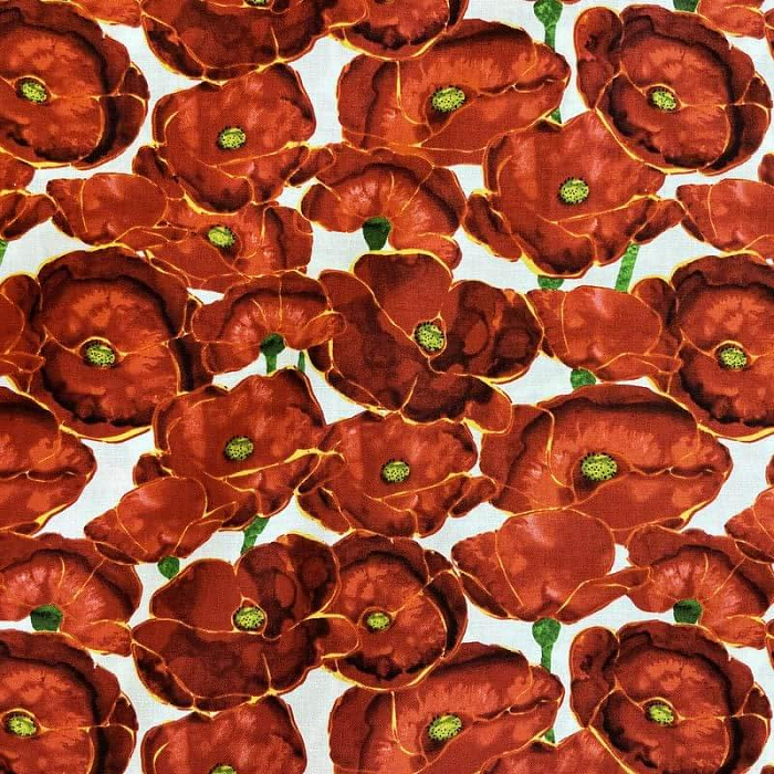Ткань хлопок пэчворк красный, цветы, Studio E (арт. AL-12336)