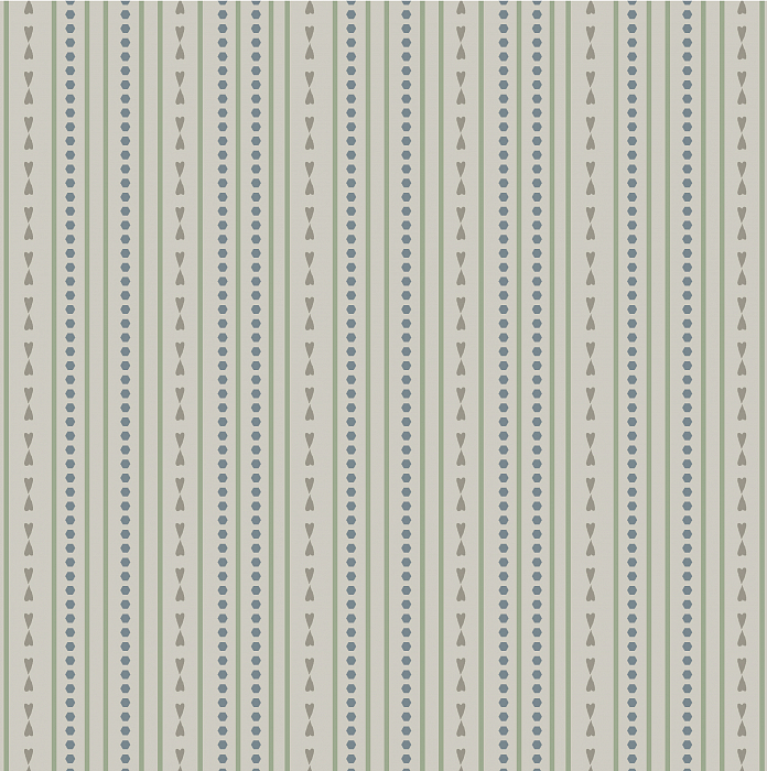 Ткань хлопок пэчворк бежевый травяной голубой, полоски горох и точки, RJR (арт. 178223)