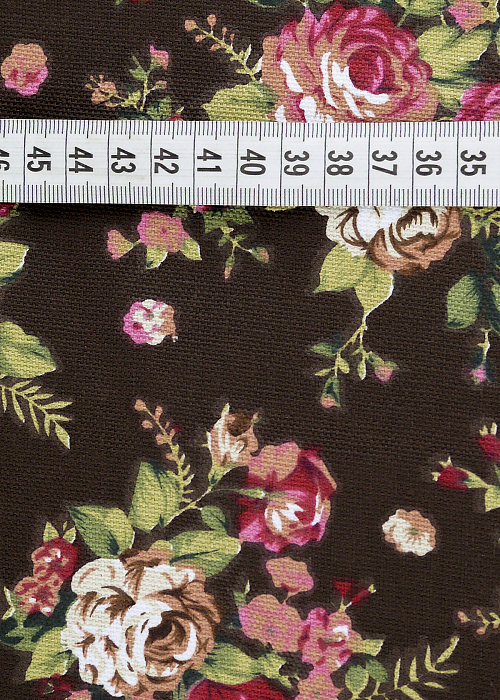 Ткань хлопок сумочные розовый коричневый разноцветные, цветы, ALFA KANVAS (арт. 130399)